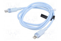 Cable USB 2.0 Apple Lightning plug,USB C plug nickel plated