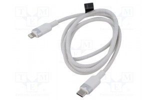 Cable USB 2.0 Apple Lightning plug,USB C plug nickel plated