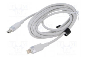 Cable USB 2.0 Apple Lightning plug,USB C plug nickel plated