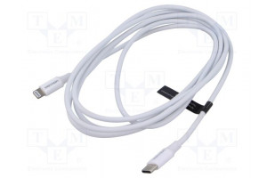 Cable USB 2.0 Apple Lightning plug,USB C plug nickel plated