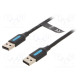 Cable USB 2.0 USB A plug,both sides nickel plated 0.5m black