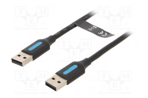 Cable USB 2.0 USB A plug,both sides nickel plated 0.5m black