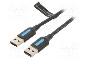 Cable USB 2.0 USB A plug,both sides nickel plated 2m black