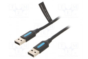 Cable USB 2.0 USB A plug,both sides nickel plated 3m black