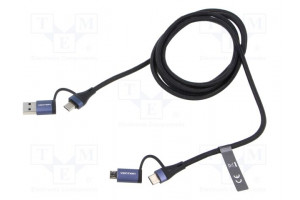 Cable USB 2.0 USB A plug,USB B micro plug,USB C plug x2 1.5m