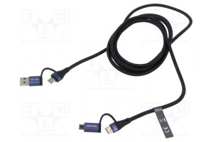 Kaapeli USB 2.0 nikkelöity 1m sininen Lanka: Cu,tinatut 100W