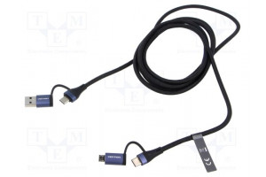 Cable USB 2.0 USB A plug,USB B micro plug,USB C plug x2 2m