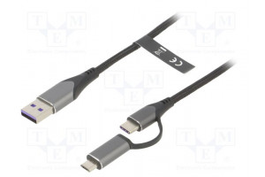 Kaapeli USB 2.0 0,5m musta Lanka: Cu,tinatut 480Mbps 5A