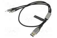 Kaapeli USB 2.0 nikkelöity 0,5m musta Lanka: Cu,tinatut 60W
