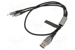 Kaapeli USB 2.0 nikkelöity 0,5m musta Lanka: Cu,tinatut 60W