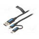 Kaapeli USB 2.0 1,5m musta Lanka: Cu,tinatut 480Mbps Øjoh: 4mm
