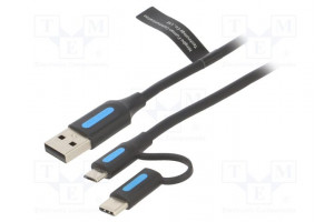 Kaapeli USB 2.0 1,5m musta Lanka: Cu,tinatut 480Mbps Øjoh: 4mm