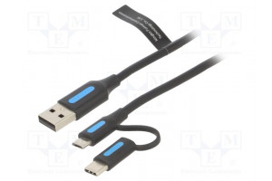 Kaapeli USB 2.0 1m musta Lanka: Cu,tinatut 480Mbps Øjoh: 4mm