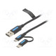Kaapeli USB 2.0 2m musta Lanka: Cu,tinatut 480Mbps Øjoh: 4mm