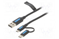 Kaapeli USB 2.0 2m musta Lanka: Cu,tinatut 480Mbps Øjoh: 4mm