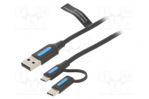 Kaapeli USB 2.0 2m musta Lanka: Cu,tinatut 480Mbps Øjoh: 4mm