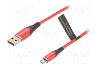Kaapeli USB 2.0 USB A pistoke,USB B mikropistoke 2m punainen