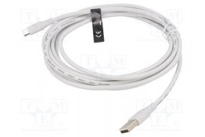 Cable USB 2.0 USB A plug,USB B micro plug nickel plated 3m