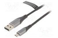 Kaapeli USB 2.0 1,5m musta Lanka: Cu,tinatut 480Mbps 2A