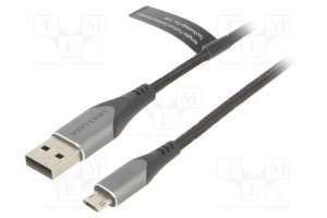 Kaapeli USB 2.0 1,5m musta Lanka: Cu,tinatut 480Mbps 2A