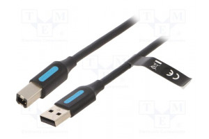 Cable USB 2.0 USB A plug,USB B plug nickel plated 1.5m black