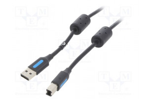 Cable USB 2.0 USB A plug,USB B plug nickel plated 10m black