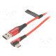 Kaapeli USB 2.0 USB A pistoke,USB C kulmaliitin 1m punainen