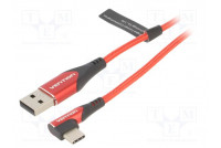 Kaapeli USB 2.0 USB A pistoke,USB C kulmaliitin 1m punainen