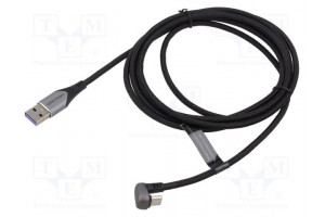 Kaapeli USB 2.0 USB A pistoke,USB C kulmaliitin nikkelöity