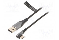 Kaapeli USB 2.0 USB A pistoke,USB C kulmaliitin nikkelöity