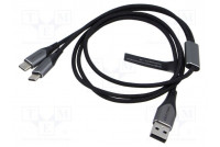 Kaapeli USB 2.0 USB A pistoke,USB C pistoke x2 nikkelöity