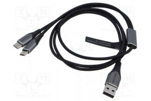 Cable USB 2.0 USB A plug,USB C plug x2 nickel plated 0.5m