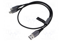 Kaapeli USB 2.0 USB A pistoke,USB C pistoke x2 nikkelöity 1m