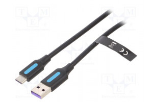 Kaapeli USB 2.0 USB A pistoke,USB C pistoke 3m musta 480Mbps
