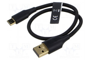 Cable USB 2.0 USB A plug,USB C plug gold-plated 0.25m black