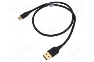 Kaapeli USB 2.0 USB A pistoke,USB C pistoke kullattu 0,5m