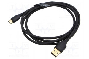 Cable USB 2.0 USB A plug,USB C plug gold-plated 1.5m black