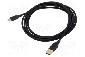 Cable USB 2.0 USB A plug,USB C plug gold-plated 2m black