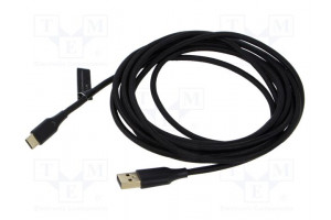 Cable USB 2.0 USB A plug,USB C plug gold-plated 3m black