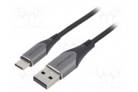 Kaapeli USB 2.0 USB A pistoke,USB C pistoke nikkelöity 0,25m