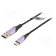 Kaapeli USB 2.0 USB A pistoke,USB C pistoke nikkelöity 1,5m