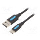 Cable USB 2.0 USB A plug,USB C plug nickel plated 1.5m PVC