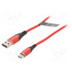 Cable USB 2.0 USB A plug,USB C plug nickel plated 1.5m red