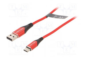Cable USB 2.0 USB A plug,USB C plug nickel plated 1.5m red