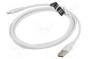 Cable USB 2.0 USB A plug,USB C plug nickel plated 1.5m white
