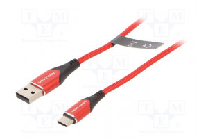 Cable USB 2.0 USB A plug,USB C plug nickel plated 1m red