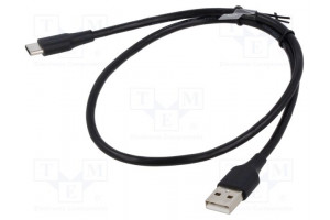Cable USB 2.0 USB A plug,USB C plug nickel plated 2m black