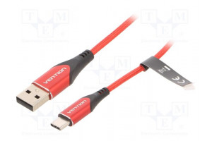 Cable USB 2.0 USB A plug,USB C plug nickel plated 2m red