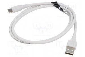 Cable USB 2.0 USB A plug,USB C plug nickel plated 2m white