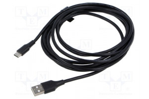 Cable USB 2.0 USB A plug,USB C plug nickel plated 3m black